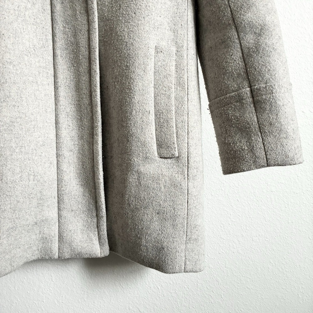 J Crew Factory City Coat Wool Blend Mid Length Zip Up Gray Womens Petite 2 XS - Picture 3 of 8